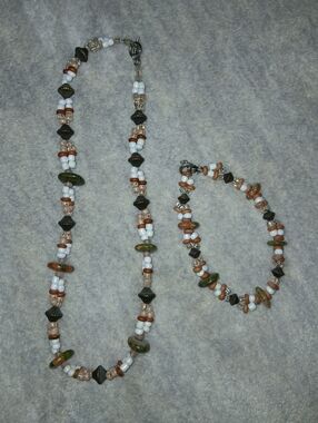 Handcrafted Multicolor Beaded Necklace and Bracelet Set